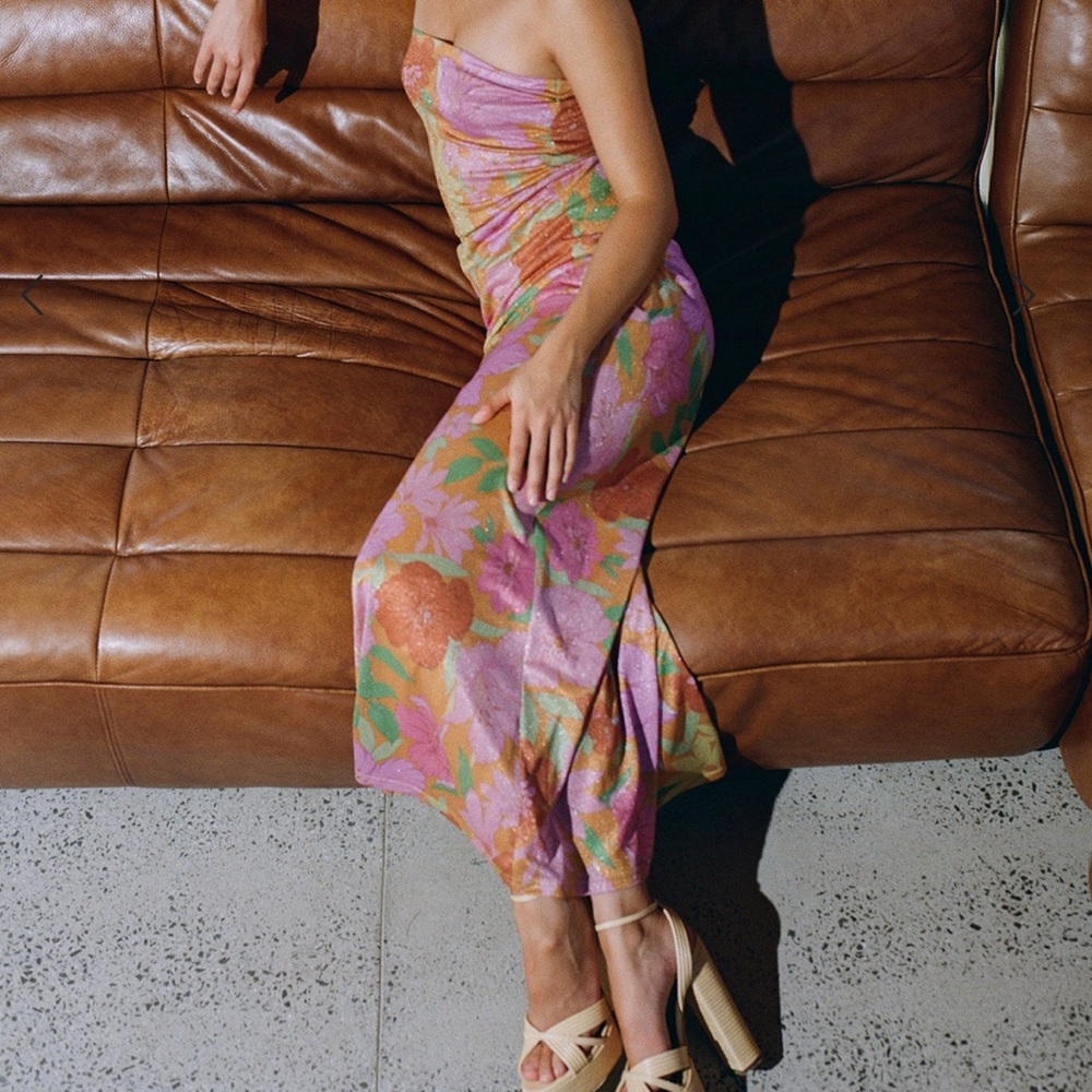 Metallic floral dress